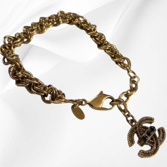 CHANEL | 2011 Fall 24k Gold Plated CC Charm Bracelet - Picture 2 of 11